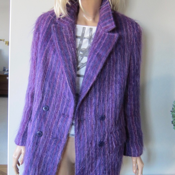 JAEGER Jackets & Blazers - JAEGER GERMANY PURPLE MOHAIR PEA COAT